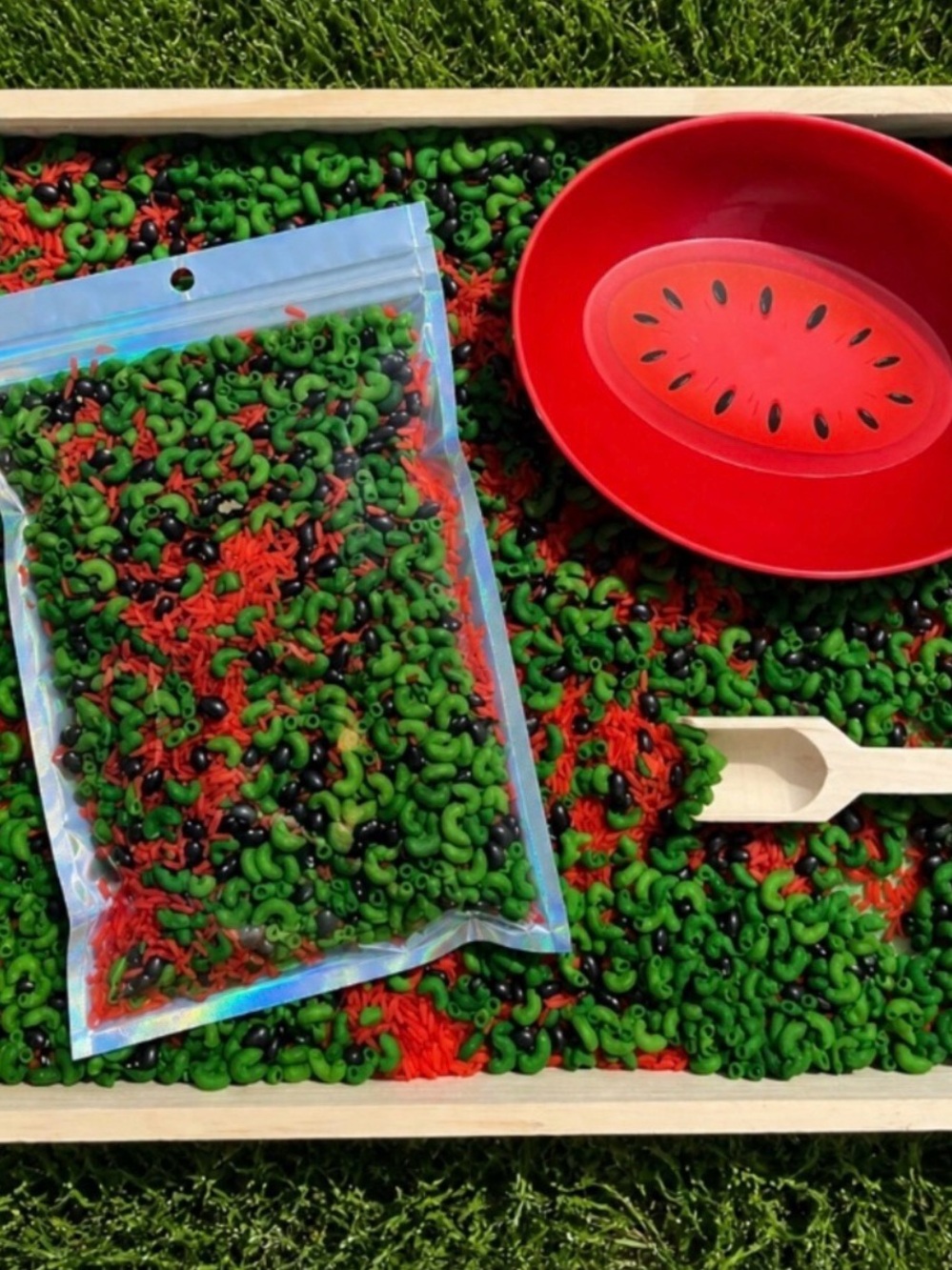 Sensory Play Rice & Pasta Mix - Red and Green